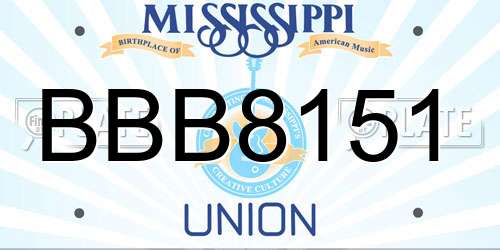BBB8151 Mississippi License Plate