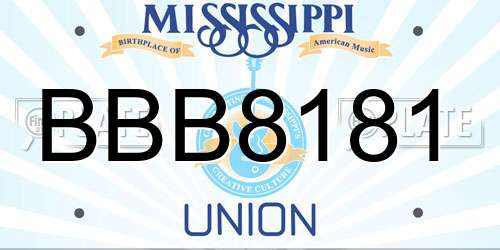 BBB8181 Mississippi License Plate