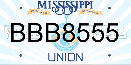 BBB8555 Mississippi License Plate