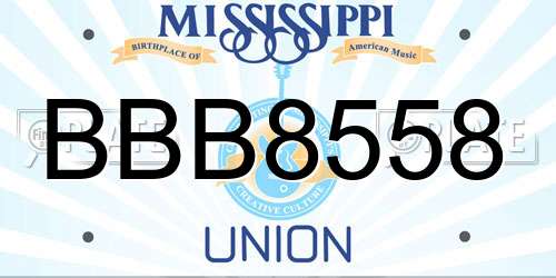 BBB8558 Mississippi License Plate
