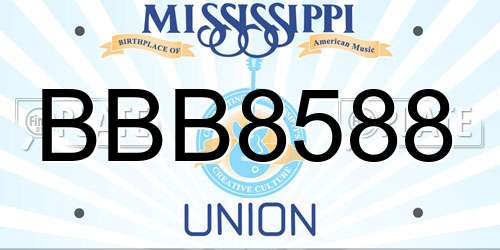 BBB8588 Mississippi License Plate