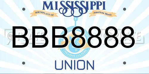 BBB8888 Mississippi License Plate