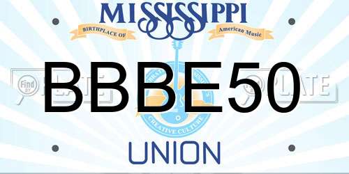 BBBE50 Mississippi License Plate