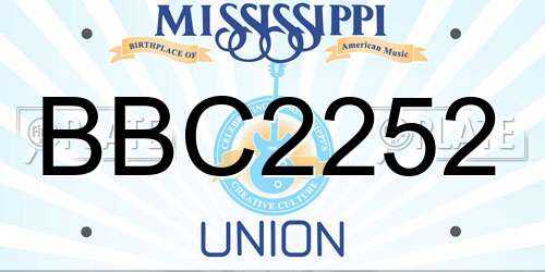 BBC2252 Mississippi License Plate