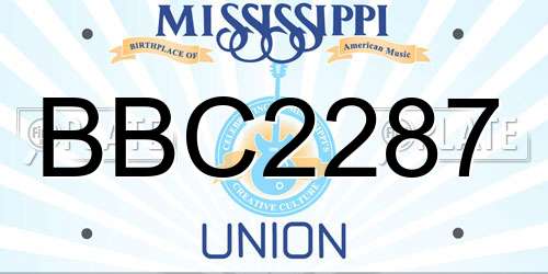 BBC2287 Mississippi License Plate