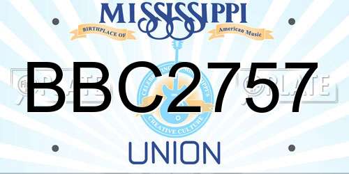 BBC2757 Mississippi License Plate