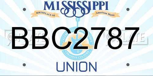 BBC2787 Mississippi License Plate