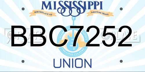 BBC7252 Mississippi License Plate