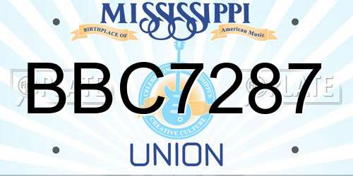 BBC7287 Mississippi License Plate