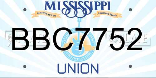 BBC7752 Mississippi License Plate