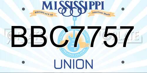 BBC7757 Mississippi License Plate