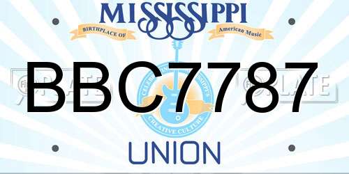 BBC7787 Mississippi License Plate