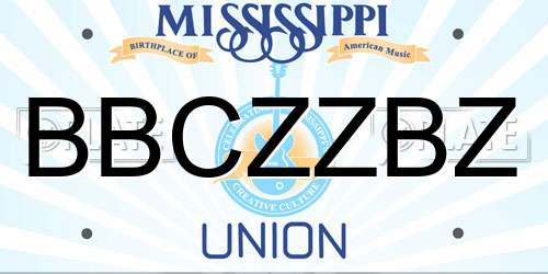 BBCZZBZ Mississippi License Plate