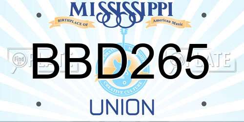 BBD265 Mississippi License Plate