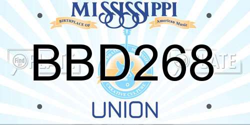 BBD268 Mississippi License Plate