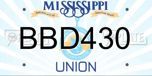 BBD430 Mississippi License Plate