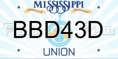 BBD43D Mississippi License Plate