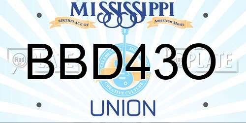 BBD43O Mississippi License Plate