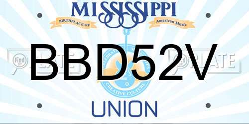 BBD52V Mississippi License Plate