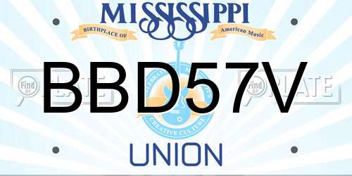 BBD57V Mississippi License Plate