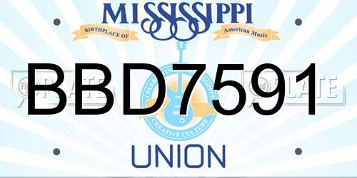 BBD7591 Mississippi License Plate