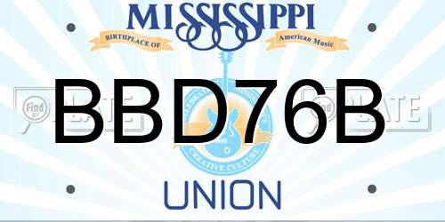 BBD76B Mississippi License Plate