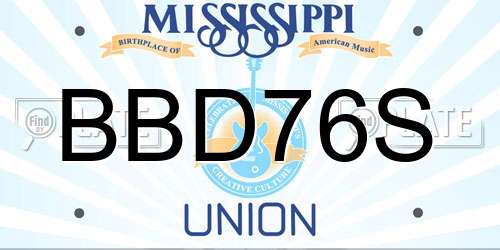BBD76S Mississippi License Plate