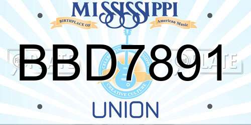 BBD7891 Mississippi License Plate