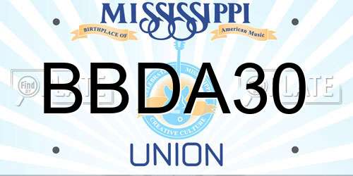 BBDA30 Mississippi License Plate