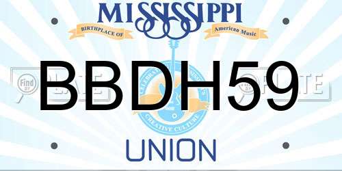 BBDH59 Mississippi License Plate