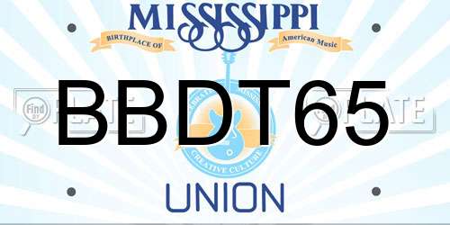 BBDT65 Mississippi License Plate