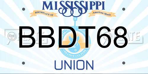 BBDT68 Mississippi License Plate