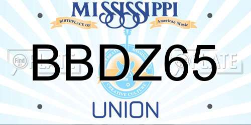 BBDZ65 Mississippi License Plate
