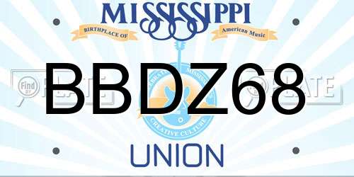 BBDZ68 Mississippi License Plate