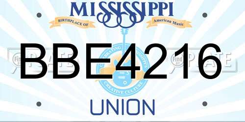 BBE4216 Mississippi License Plate