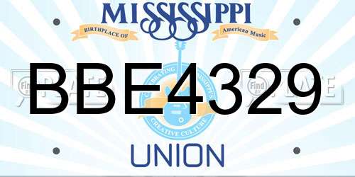 BBE4329 Mississippi License Plate