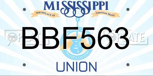 BBF563 Mississippi License Plate
