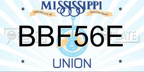 BBF56E Mississippi License Plate