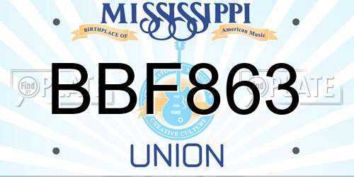 BBF863 Mississippi License Plate