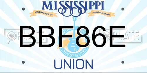 BBF86E Mississippi License Plate