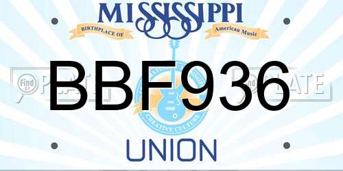 BBF936 Mississippi License Plate