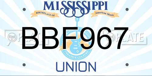 BBF967 Mississippi License Plate