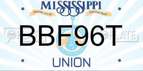 BBF96T Mississippi License Plate