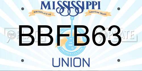BBFB63 Mississippi License Plate