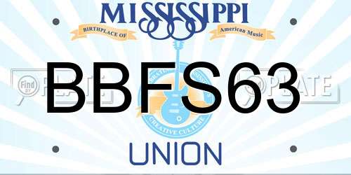 BBFS63 Mississippi License Plate