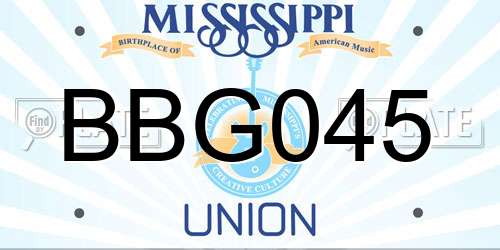 BBG045 Mississippi License Plate