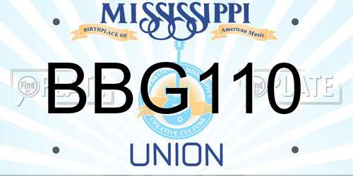 BBG110 Mississippi License Plate