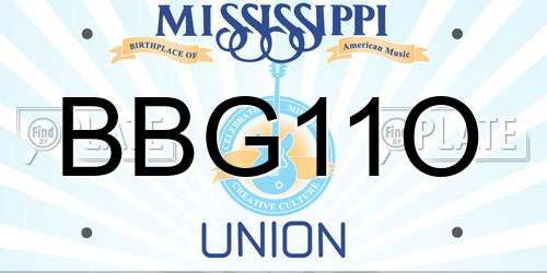 BBG11O Mississippi License Plate