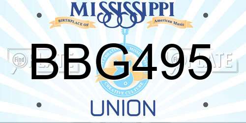 BBG495 Mississippi License Plate