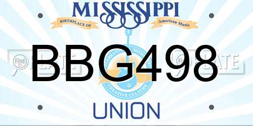 BBG498 Mississippi License Plate